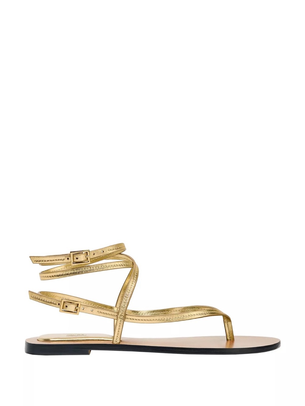 Gold Strappy Flat Sandals for Women